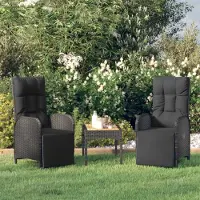 vidaXL "2026 Promotion" Garten-Relaxstühle 2 Stk. - Hohe Qualität - mit Tisch Schwarz Poly Rattan - Gartenstühle CC10663