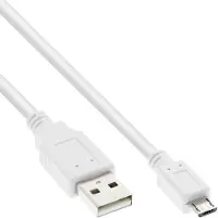 InLine Micro-USB 2.0 Kabel, USB-A Stecker an Micro-B Stecker, weiß, 5m