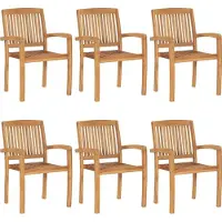 vidaXL Möbel Stapelbare Gartenstühle mit Kissen 6 Stk. Massivholz Teak - Gartenstühle 3073238