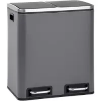 SVITA TM2X15 Treteimer 30 Liter 2x15L grau Abfalleimer Mülleimer Mülltrennung Stahl