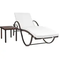 Syfax Sonnenliege mit Auflage & Tisch Poly Rattan Braun