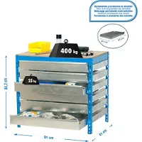 Simonwork (bancos De Trabajo) Bt5 6box Metallregal 842x910x610 Mm