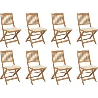 vidaXL Design Möbel Klappbare Gartenstühle mit Kissen 8er Set Massivholz Akazie - 2024 Neu