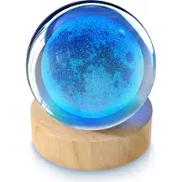 Mybeo 3D Mond Glaskugel, Leuchtende Kristallkugel, Dekolicht, Nachtlicht, Farbwechsel, RGB LED