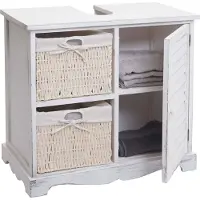 Mendler Waschbeckenunterschrank MCW-H20, Badezimmer Waschtisch, Massiv-Holz Korb-Schublade 60x65x31cm shabby weiß