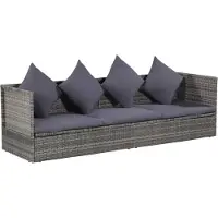 vidaXL Möbel Garten-Sofabett 200x60 cm Poly Rattan Grau - In- und Outdoor CLORIS8559830