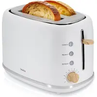 Briebe TA1166WHT Nordic Toaster 2 Scheiben Breite Schlitze mit Brötchenaufsatz, 6 Toast Stufen Weiß