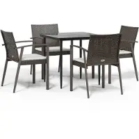vidaXL 5-tlg. Garten-Essgruppe mit Kissen Poly Rattan und Stahl