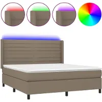 Syfax Boxspringbett mit Matratze & LED Taupe 180x200 cm Stoff