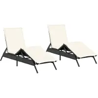 Syfax Sonnenliegen mit Auflagen 2 Stk. Schwarz Poly Rattan