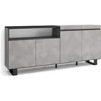 Skraut Home Sideboard, Highboard, 200x87x35cm, 4 Türen, Industriedesign, Zementgrau