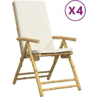 vidaXL Gartenstühle 4 Stk. Verstellbar Klappbar mit Kissen Bambus