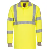 Portwest FR77 Flammhemmendes, antistatisches Warnschutz-Langarm-Polo-Shirt Yellow Gr. L