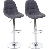 Mendler 2er-Set Barhocker MCW-A67, Barstuhl Tresenhocker, MVG- grau, Textil