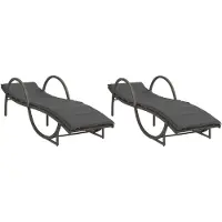 Syfax Sonnenliegen 2 Stk. mit Auflagen Grau Poly Rattan