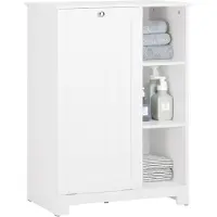 SoBuy BZR105-W Badezimmerschrank Wäscheschrank mit Wäschesack Wäschetruhe Wäschesammler Wäschekorb