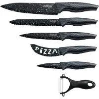 Cheffinger 6 teiliges Messerset (5 Messer & 1 Sparschäler) in Klappbox mit Magnetverschluss scharfe Messerklingen Küchenmesser Chefmesser Pizzamesser Motiv 2