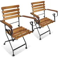 vidaXL "2026 Promotion" Klappbare Gartenstühle 2 Stk. - Hohe Qualität - Stahl und Massivholz Akazie - Gartenstühle CC26250