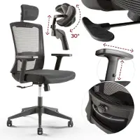 Arebos Bürostuhl ergonomisch | Verstellbare Kopfstütze & Armlehnen, 136 kg