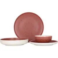 RINART Geschirrset (Medium) - Rosa - 24 teilig - 6 Personen - Porzellan