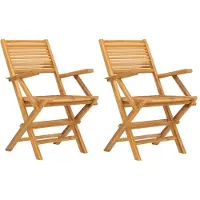vidaXL Gartenstühle 2 Stk. Klappbar 55x62x90 cm Massivholz Teak