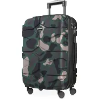 Hauptstadtkoffer - X-Kölln - Handgepäck-Koffer Trolley mit Dehnfalte 4 Rollen robuste Hartschale Reisekoffer erweiterbar, TSA-Schloss 50 L,Camouflage