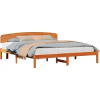 Syfax Bettrahmen Wachsbraun 200 x 200 cm Massives Kiefernholz