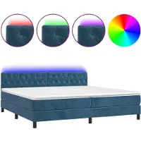 Syfax Boxspringbett mit Matratze & LED Dunkelblau 200x200 cm Samt