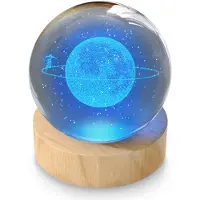 Mybeo 3D Planet Glaskugel, Leuchtende Kristallkugel, Dekolicht, Nachtlicht, Farbwechsel, RGB LED