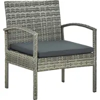 Syfax Gartenstuhl mit Kissen Poly Rattan Grau