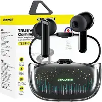 Awei Bluetooth Kopfhörer 5.3 T52 Pro2 Tws + Docking Station Schwarz/Schwarz