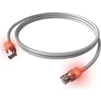 EasyLan DualBoot LED Patchkabel RJ45 S/FTP Cat.6A (Class EA), mit saCon Stecker, LSOH, grau, 7 m