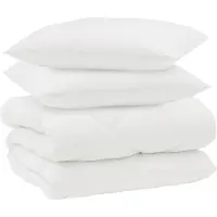 vidaXL Winterbettdecke mit Kissen 3 pcs Weiß Mikrofaser