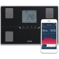 Tanita BC-401 Smarte Körperanalysewaage – Körperfett, Muskelmasse, Viszeralfett, Körperwasser, BMI & Metabolisches Alter, Bluetooth App, Familienwaage