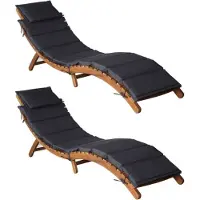 Prolenta Maison Exclusive - Sonnenliegen mit Auflagen 2 Stk. Dunkelgrau Massivholz Akazie