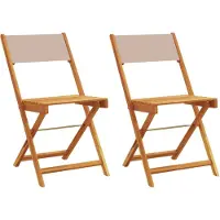 vidaXL Bistrostühle 2 Stk. Taupe Massivholz Akazie & Stoff