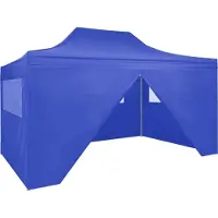 Syfax Profi-Partyzelt Faltbar mit 4 Seitenwänden 3×4m Stahl Blau