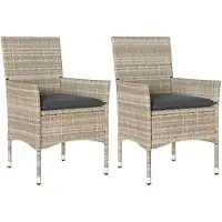 vidaXL Gartenstühle mit Kissen 2 Stk. Hellgrau Poly Rattan