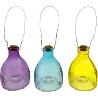 Benza Wespenfänger aus Glas - 3 Farben - Lila - Blau - Gelb - 3er Set - 9 x 9 x 14 cm