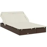 Syfax 2-Personen-Sonnenliege mit Dach Braun 213x118x97 Poly Rattan
