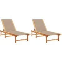 Syfax Sonnenliegen 2 Stk. Taupe Massivholz Akazie und Textilene