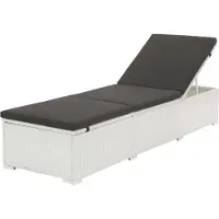 Syfax Sonnenliege mit Auflage Poly Rattan Weiß
