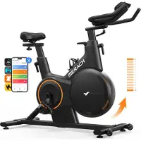 Merach Heimtrainer Fahrrad, magnetisches Fitnessbike mit APP für Zuhause, bis 158kg belastbar, ±6° Neigung, leise, komfortabel, realistisches Fahrerlebnis