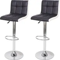 Mendler 2er-Set Barhocker MCW-G87, Tresenhocker Barstuhl, höhenverstellbar Kunstleder schwarz-weiß, Chromfuß