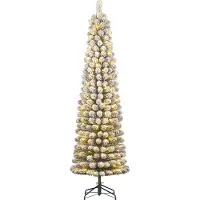 Black Box Charlton Schmaler Künstlicher Weihnachtsbaum mit warm-weißer LED-Beleuchtungt -H260 x Ø63 cm - Grün Frosted