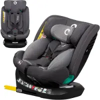 Lionelo Autokindersitz Bastiaan One i-Size, ab Geburt bis 12 Jahren, ab 0 kg bis 36 kg, Dri-Seat, 360 Grad - Grey Stone