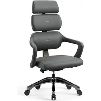 Diablo V-Modular Bürostuhl Schreibtischstuhl Chefsessel Ergonomisch Abnehmbare Kopfstütze Kunstleder, Grau