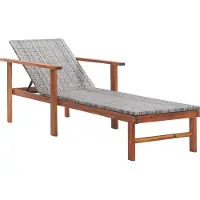 Syfax Sonnenliege Poly Rattan und Massivholz Akazie Grau