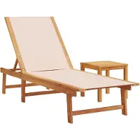 Syfax Sonnenliege mit Tisch Creme Massivholz Akazie und Textilene