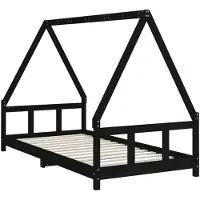 Syfax Kinderbett Schwarz 90x190 cm Massivholz Kiefer